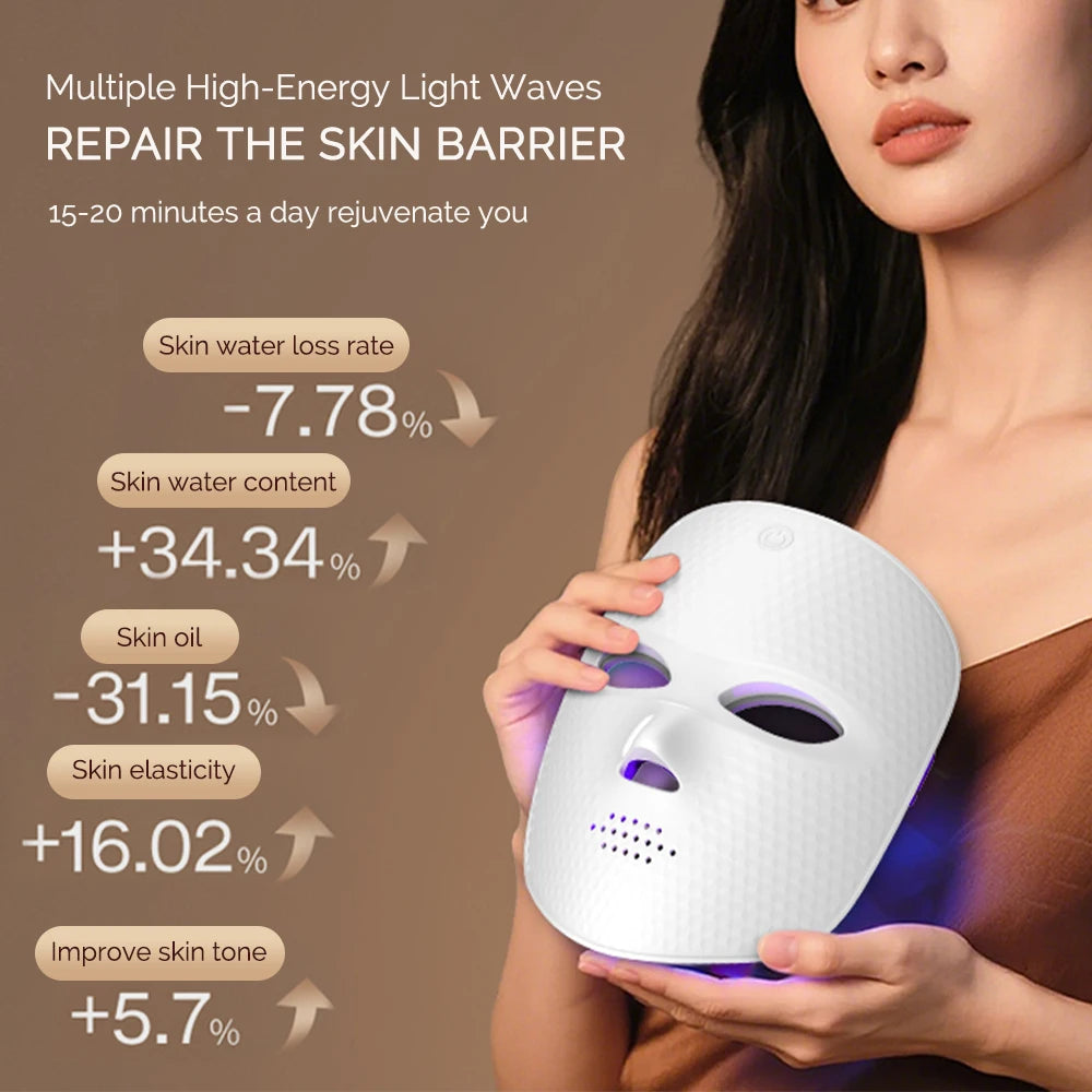 7 Colors LED Facial Mask Light Therapy Red Light Facial Mask Anti-Aging