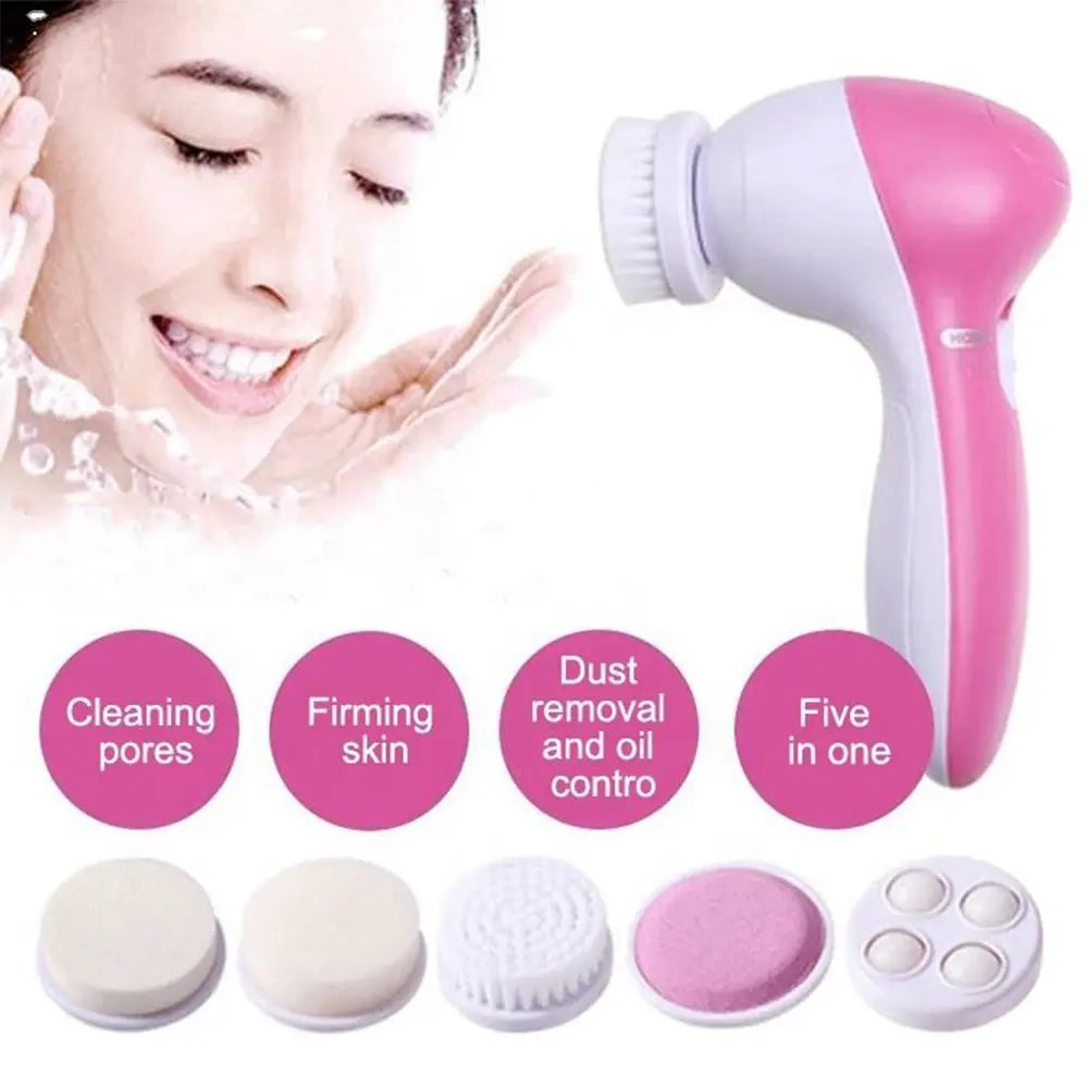 Electric Facial Cleaner 5 IN 1 Face Cleansing Brush Wash Machine Spa Skin
