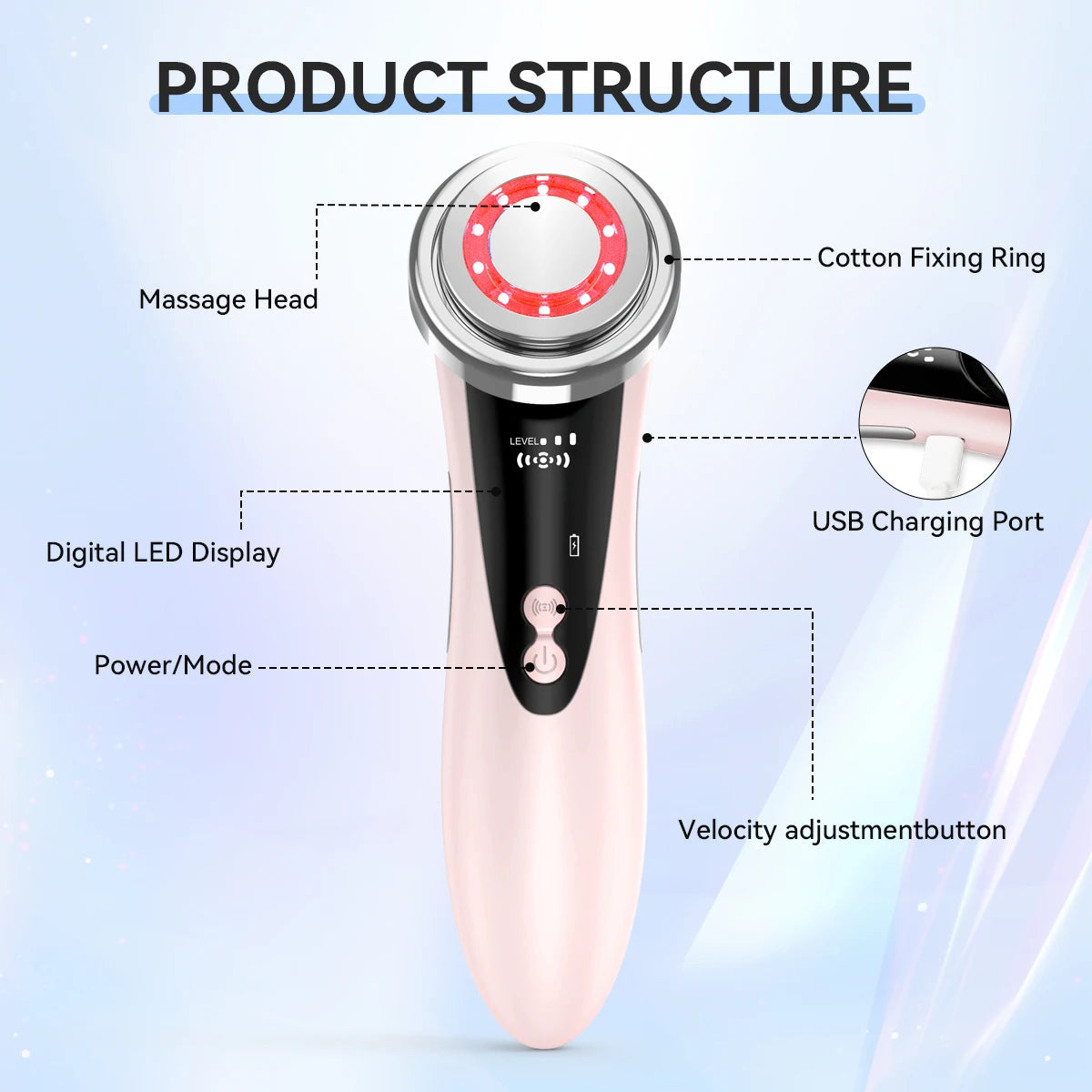 EMS Microcurrent Facial Beauty Device Electric Facial Massager Portable