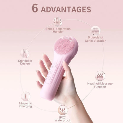Sonic Waterproof Facial Cleansing Brush Rechargeable Scrubber