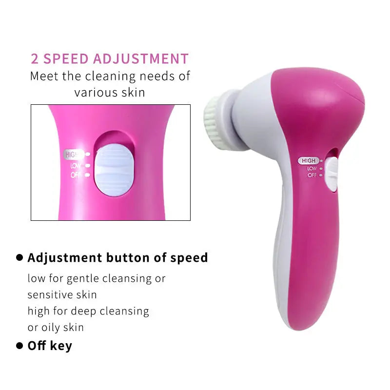 Electric Facial Cleaner 5 IN 1 Face Cleansing Brush Wash Machine Spa Skin